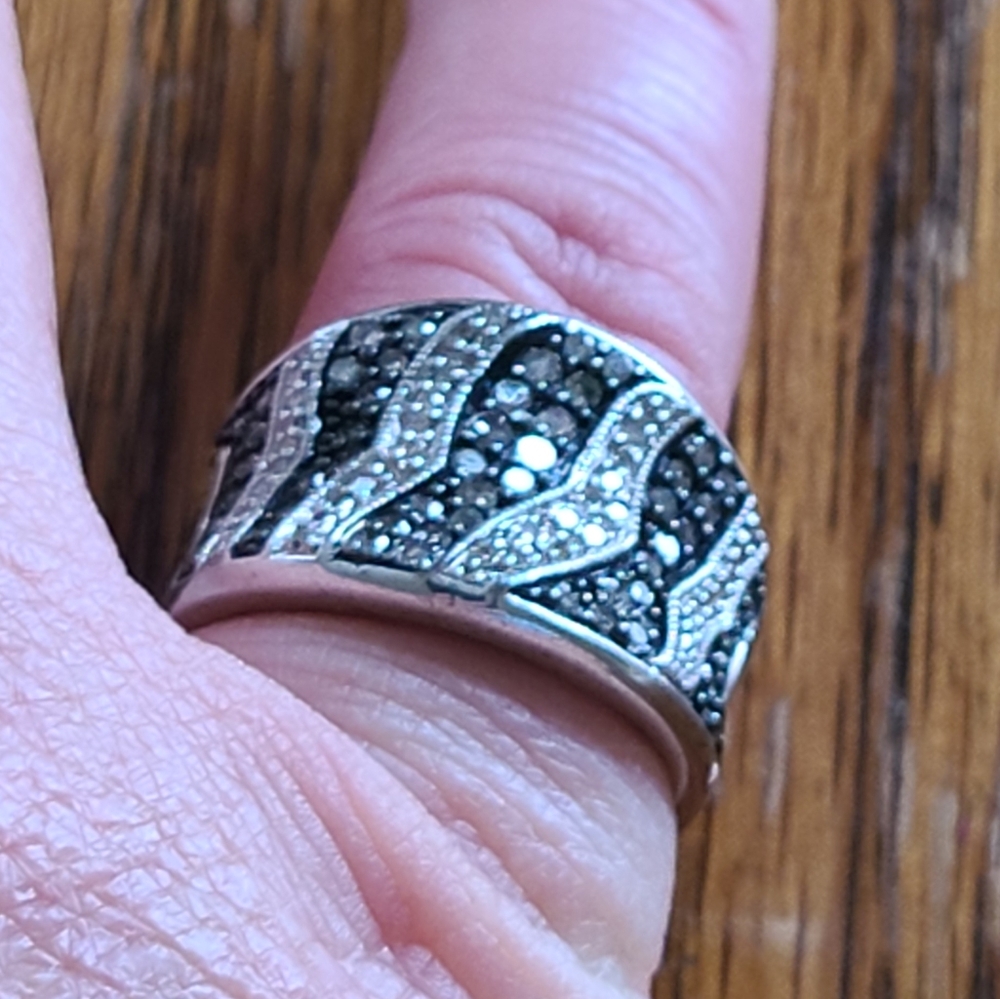 925 Sterling Silver Zebra Pattern Ring - image 7